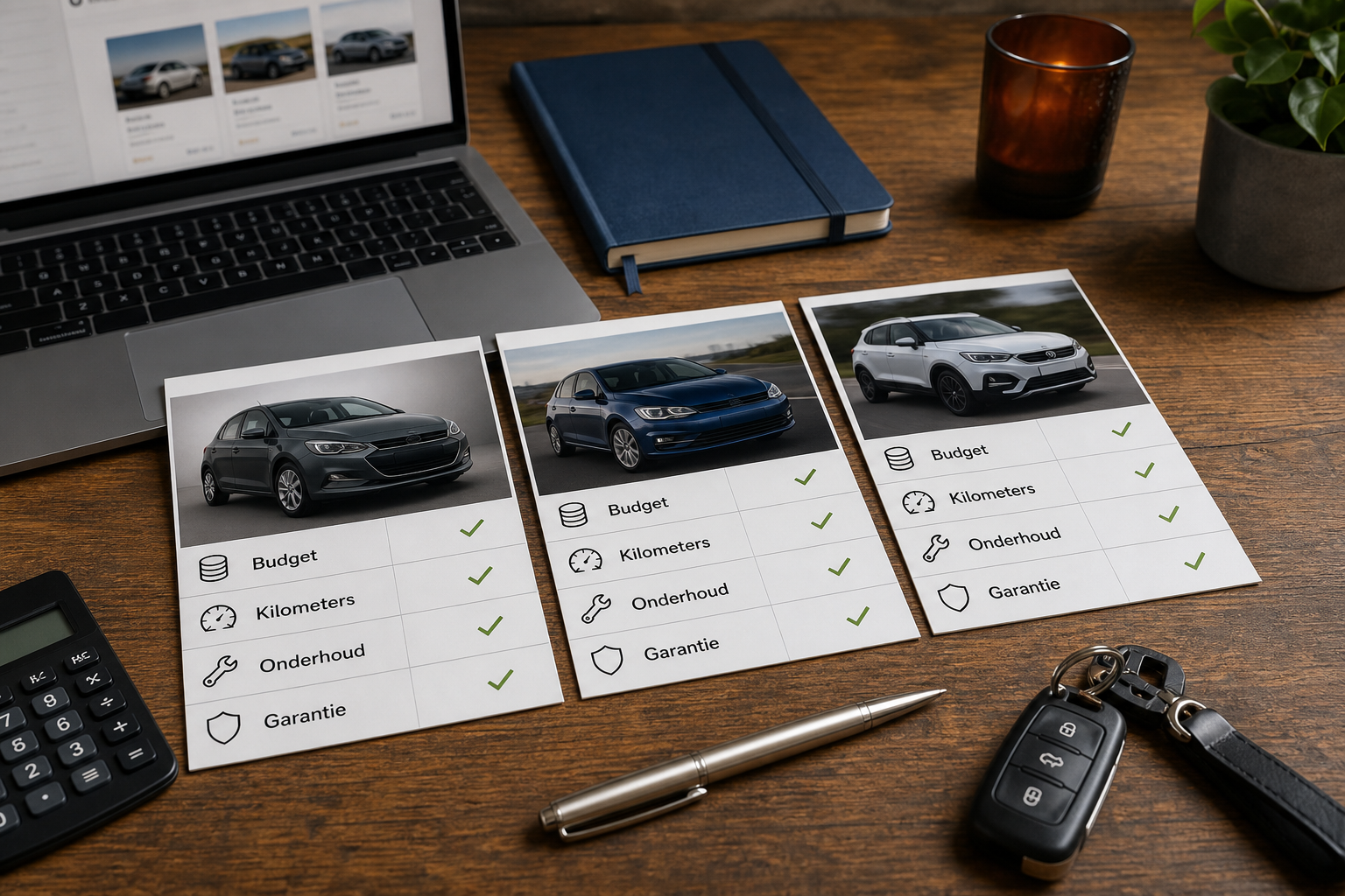 Occasion auto's vergelijken op budget, kilometers, onderhoud en garantie